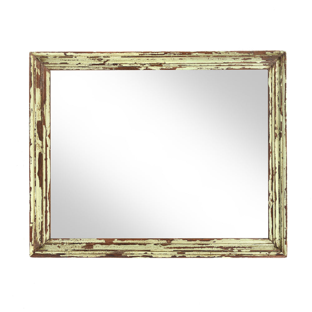 Portrait View Of Painted Antique Mirror Made From An Old Teak Window - 19thC (60x78 cms) | Indigo Antiques