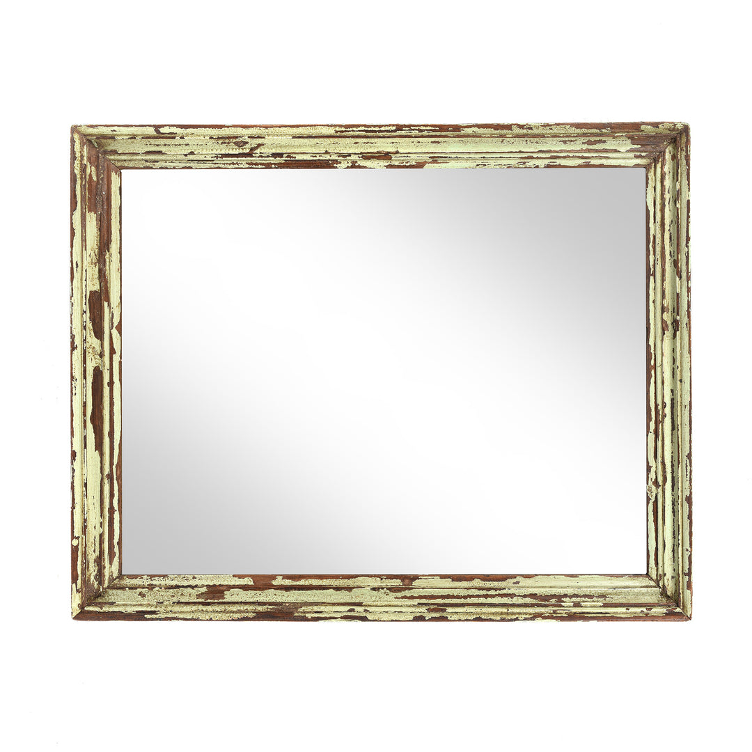 Portrait View Of Painted Antique Mirror Made From An Old Teak Window - 19thC (60x78 cms) | Indigo Antiques