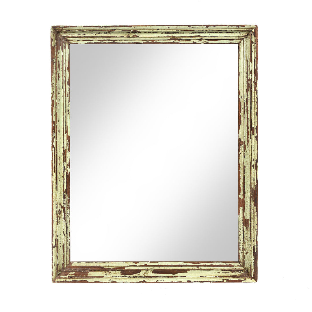 Painted Antique Mirror Made From An Old Teak Window - 19thC (60x78 cms) | Indigo Antiques