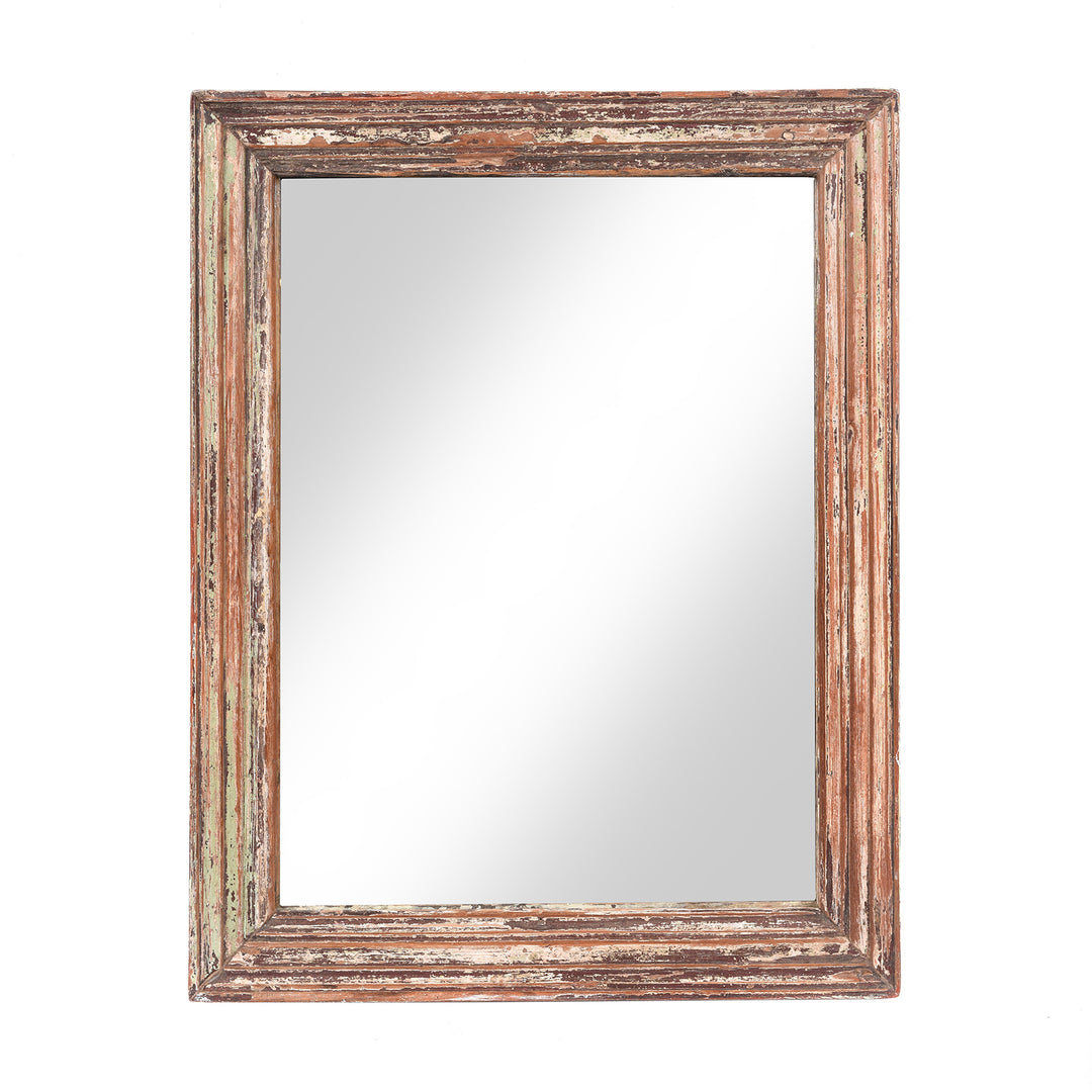 Painted Antique Mirror Made From An Old Teak Window - 19thC (60x78 cms) | Indigo Antiques