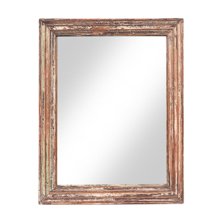Painted Antique Mirror Made From An Old Teak Window - 19thC (60x78 cms) | Indigo Antiques