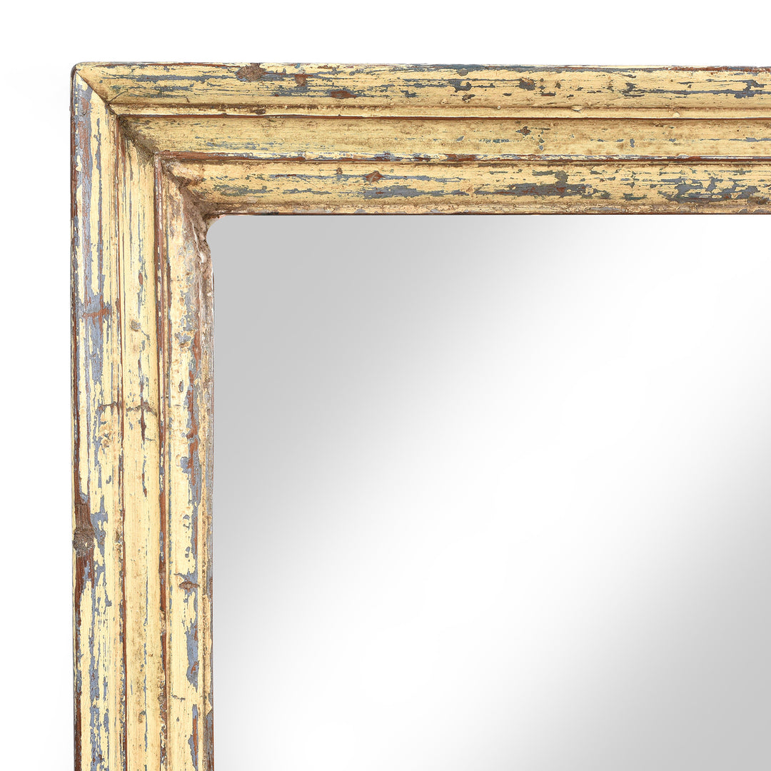 Corner Detail From Cream Painted Mirror Made From An Old Teak Window - 19thC | Indigo Antiques