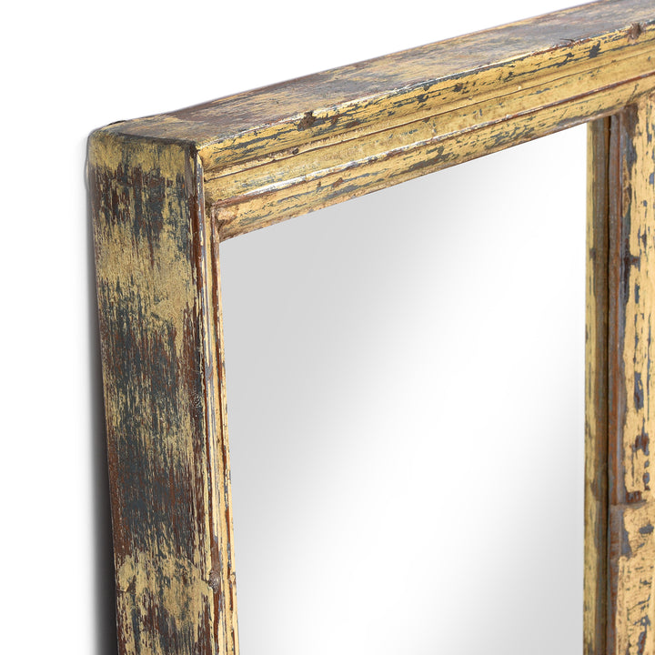 Depth Detail From Cream Painted Mirror Made From An Old Teak Window - 19thC | Indigo Antiques