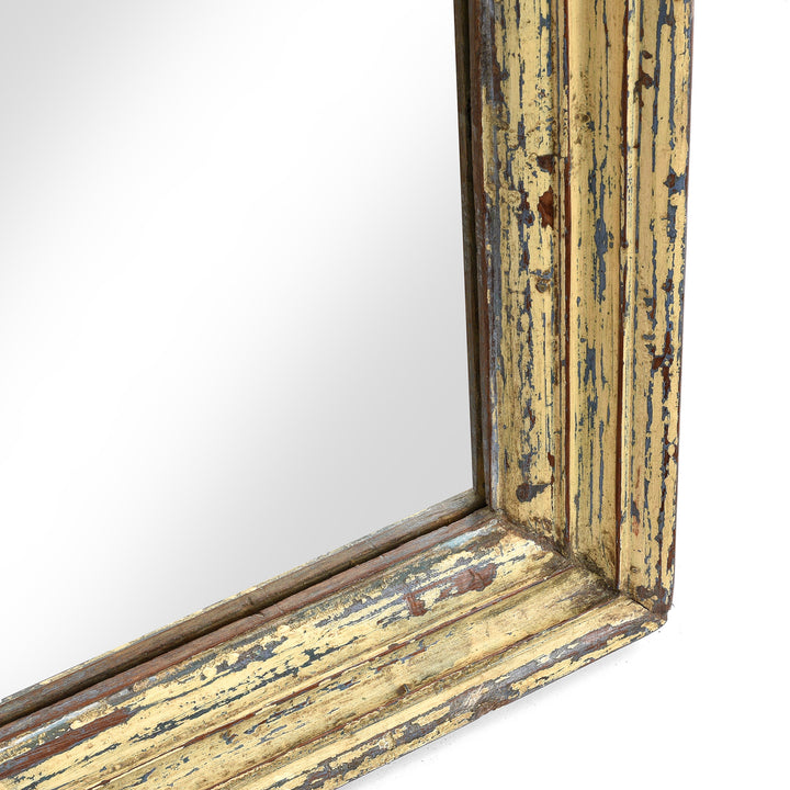 Angled Corner View Of Cream Painted Mirror Made From An Old Teak Window - 19thC | Indigo Antiques