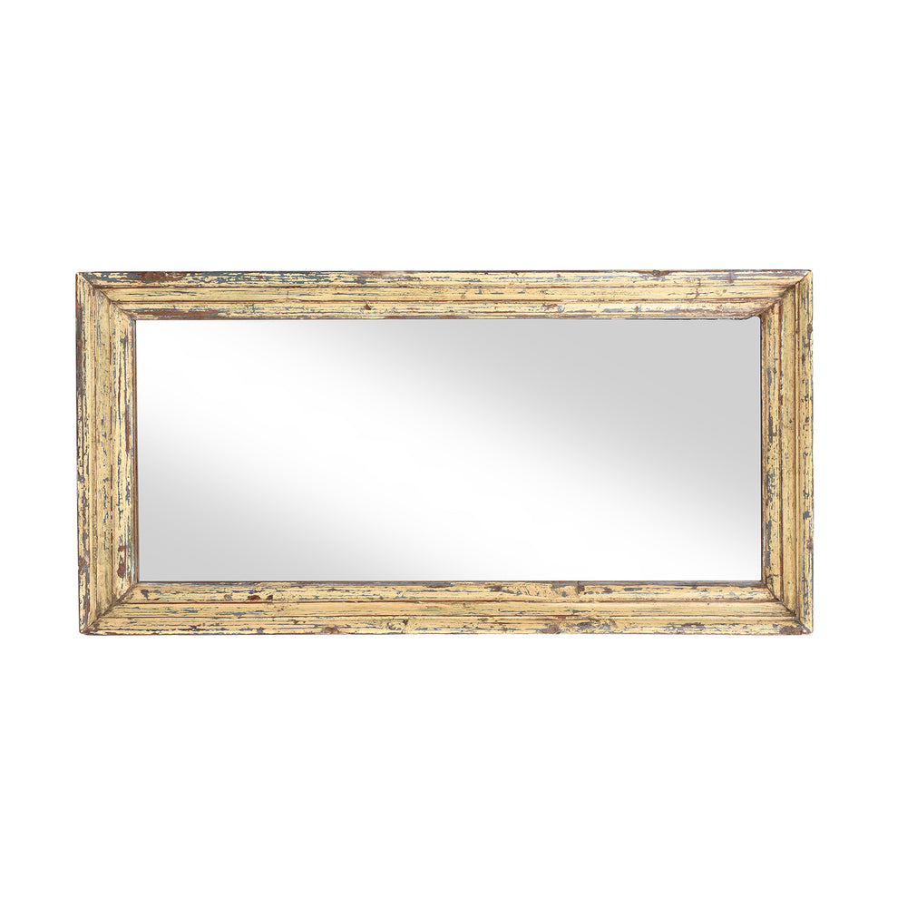 Landscape View Of Cream Painted Mirror Made From An Old Teak Window - 19thC | Indigo Antiques