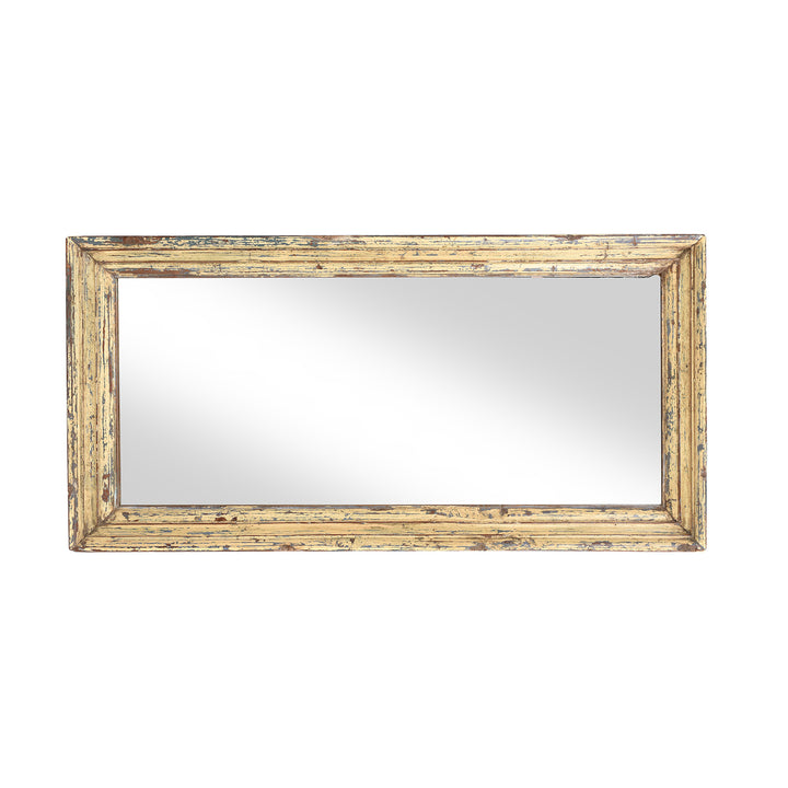 Landscape View Of Cream Painted Mirror Made From An Old Teak Window - 19thC | Indigo Antiques