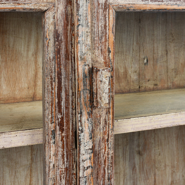 Handle View Of Antique Painted Teak Glazed Wall Cabinet - Ca 1920 | Indigo Antiques