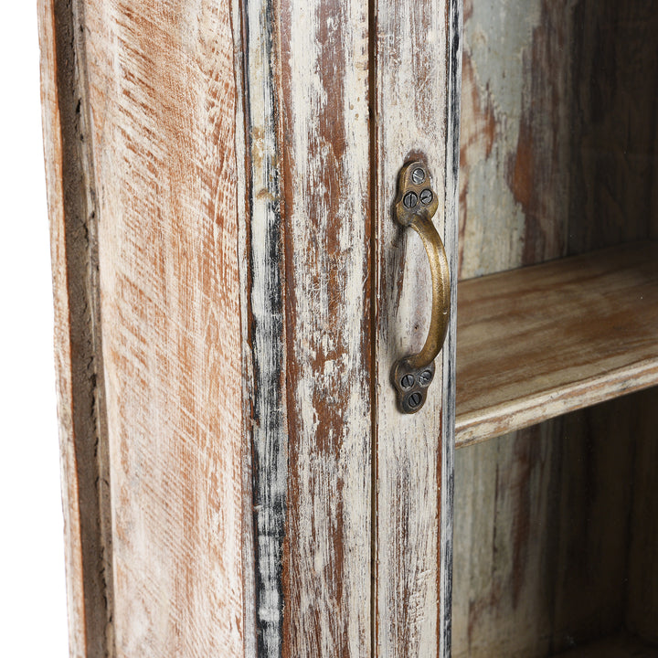 Handle Detail From Antique Painted Teak Glazed Wall Cabinet - Ca 1920 | Indigo Antiques