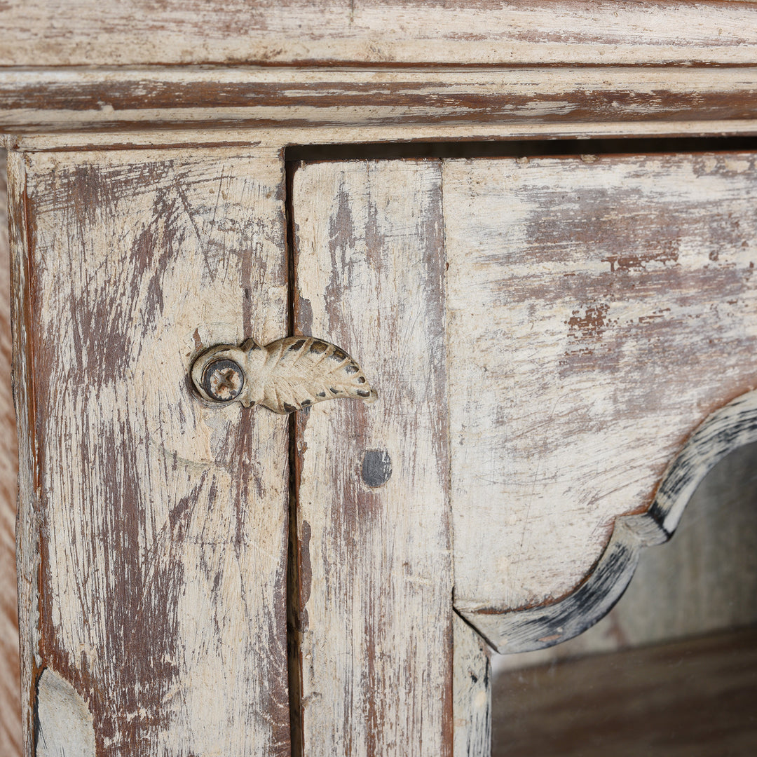 Locking Latch Detail From Antique Painted Teak Glazed Wall Cabinet - Ca 1920 | Indigo Antiques