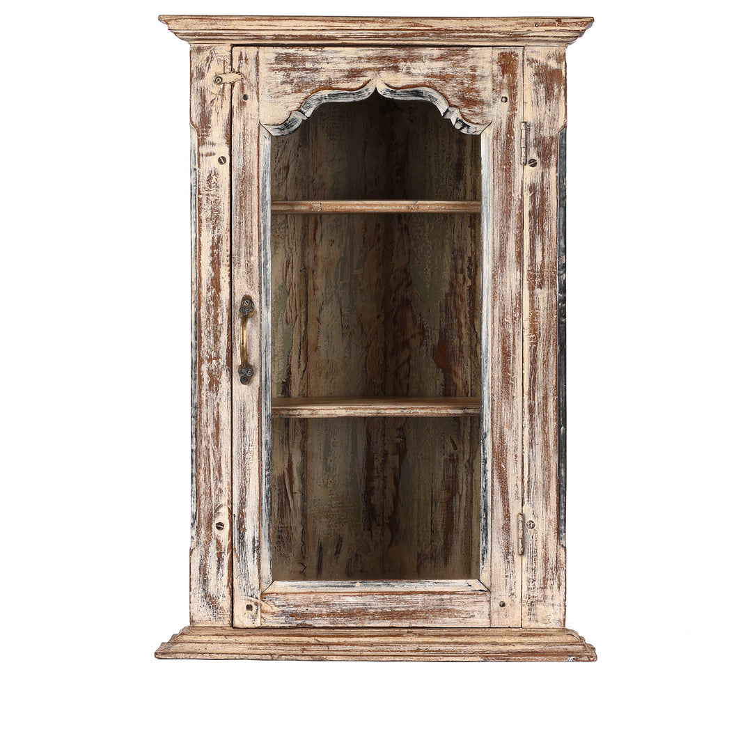 Antique Painted Teak Glazed Wall Cabinet - Ca 1920 | Indigo Antiques