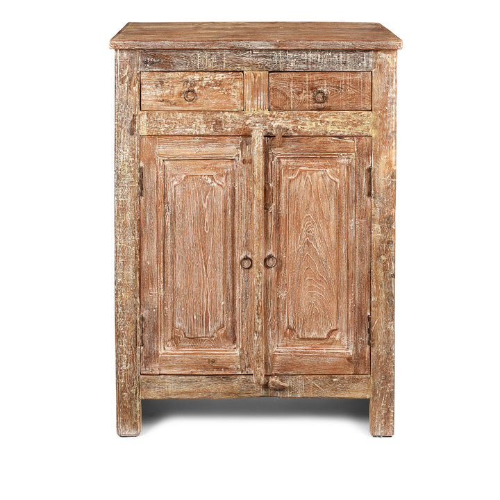Rustic Indian 2 Door Kitchen Cabinet Made From Reclaimed Teak | Indigo Antiques