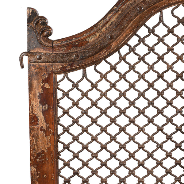 Iron & Teak Jali Dog Gate From Gujarat - 19thC