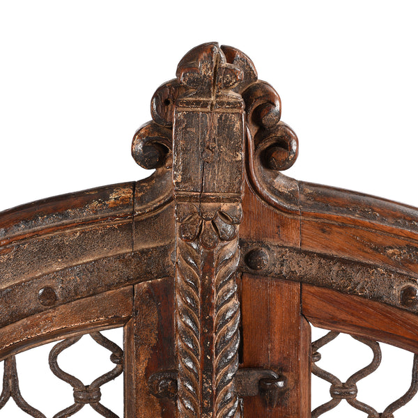 Iron & Teak Jali Dog Gate From Gujarat - 19thC