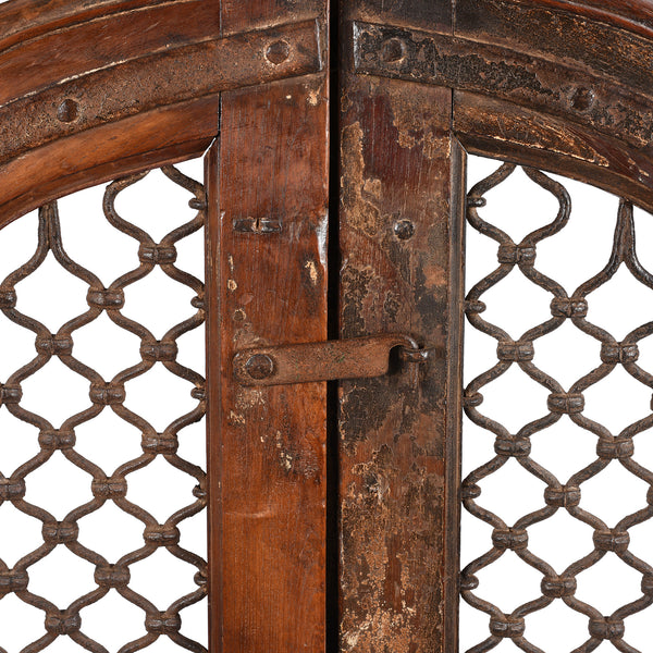 Iron & Teak Jali Dog Gate From Gujarat - 19thC