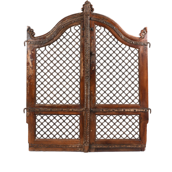 Iron & Teak Jali Dog Gate From Gujarat - 19thC