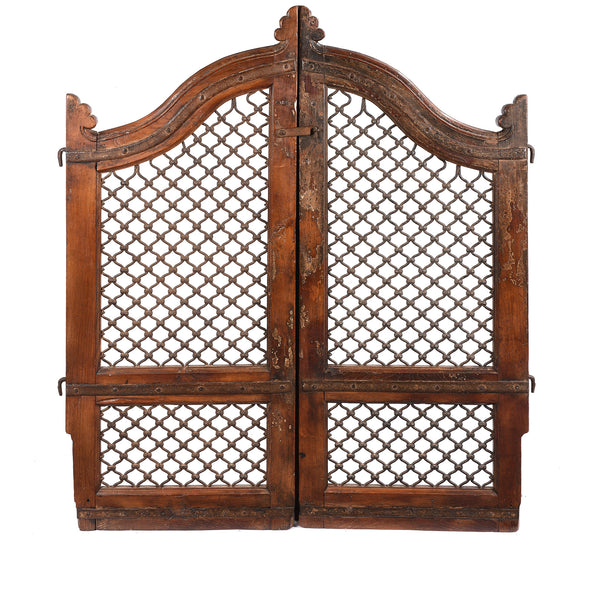 Iron & Teak Jali Dog Gate From Gujarat - 19thC