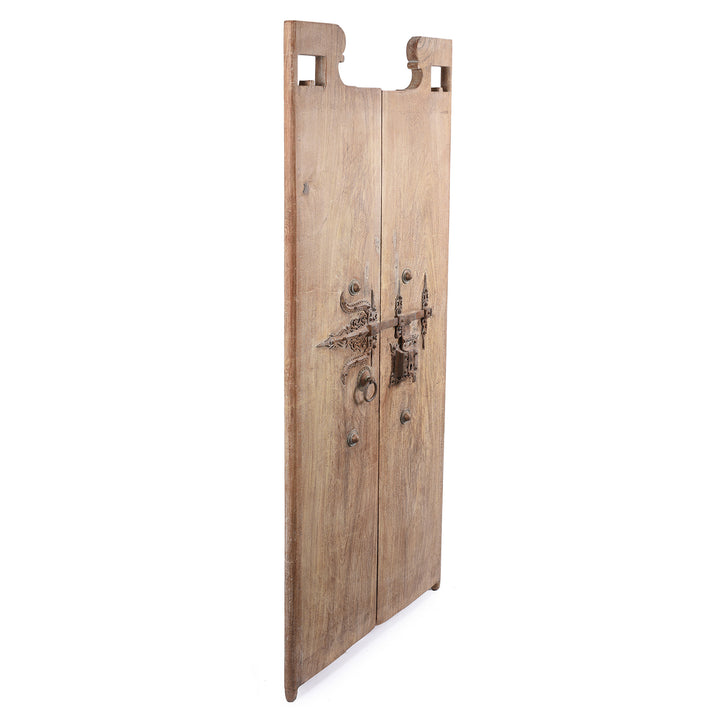 Angled View Of Antique Indian Jackfruit Door From Kerala - 19thC | Indigo Antiques