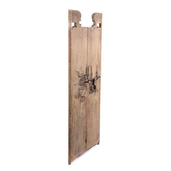 Old Kerala Door With Ornate Iron Lock - 19thC