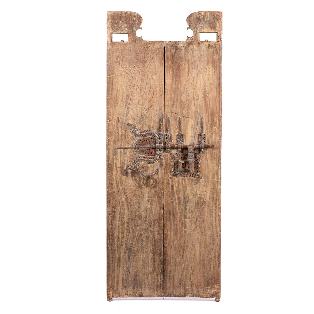 Old Kerala Door With Ornate Iron Lock - 19thC