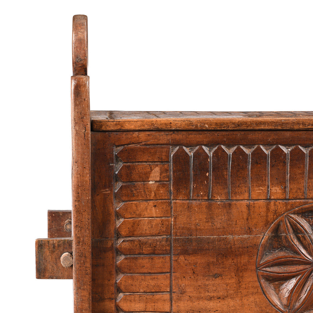 Detail From Antique Carved Tribal Cedar Chest From The Kulu Valley - 19th Century | Indigo Antiques
