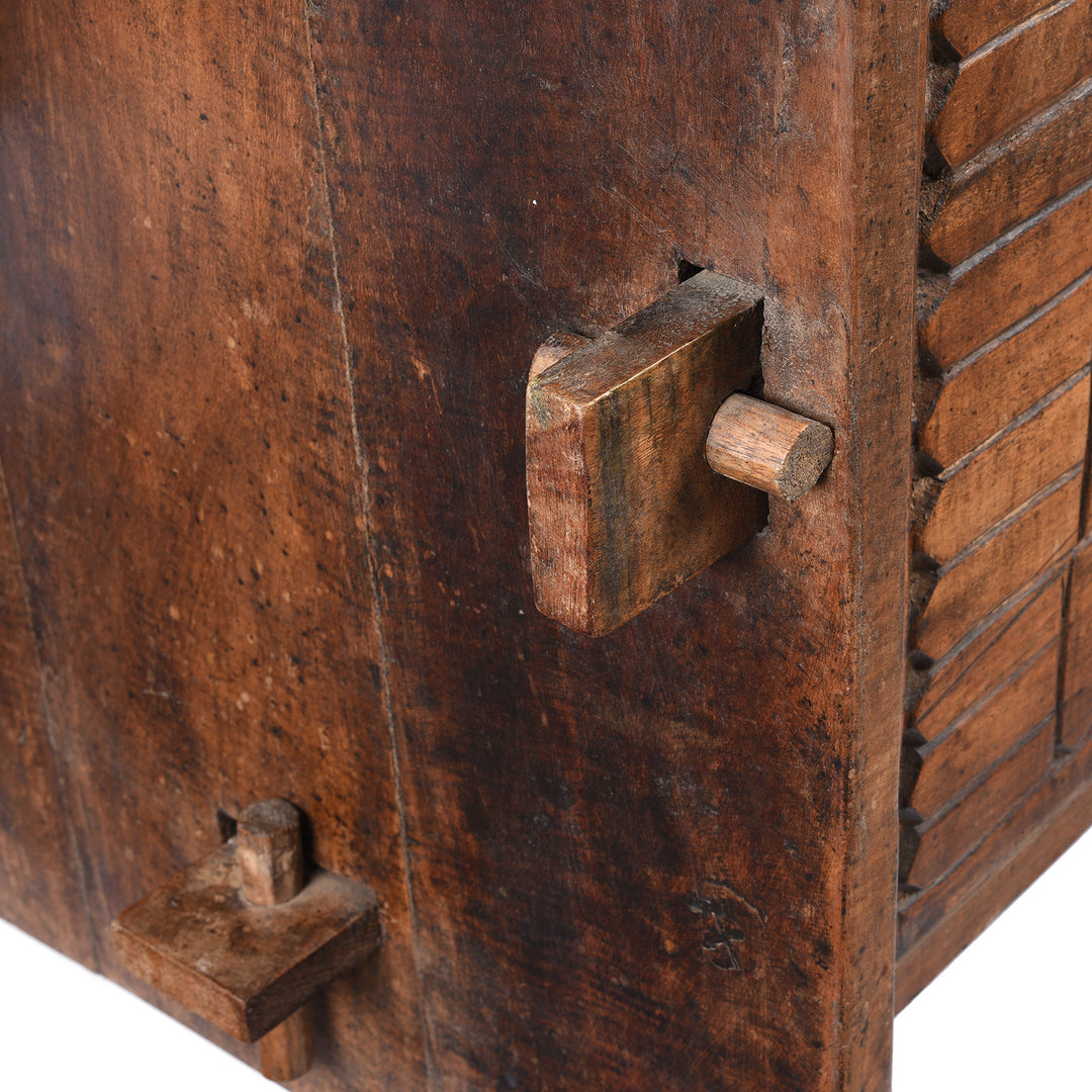 Detail From Antique Carved Tribal Cedar Chest From The Kulu Valley - 19th Century | Indigo Antiques