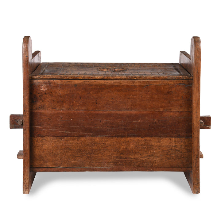 Back of Antique Carved Tribal Cedar Chest From The Kulu Valley - 19th Century | Indigo Antiques