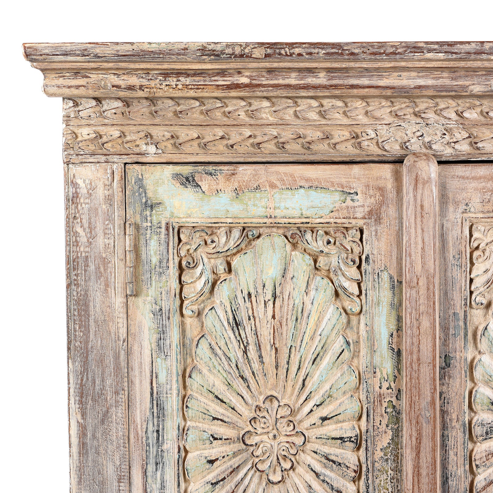 Painted Almirah Cabinet Made From Reclaimed Teak | Indigo Antiques