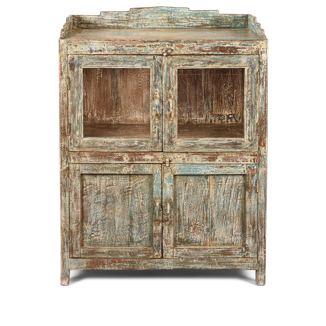Vintage Indian Green Painted Display Cabinet - Ca 1920 | Indigo Antiques