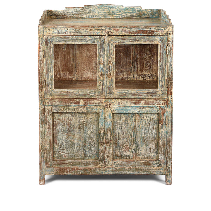 Vintage Indian Green Painted Display Cabinet - Ca 1920 | Indigo Antiques