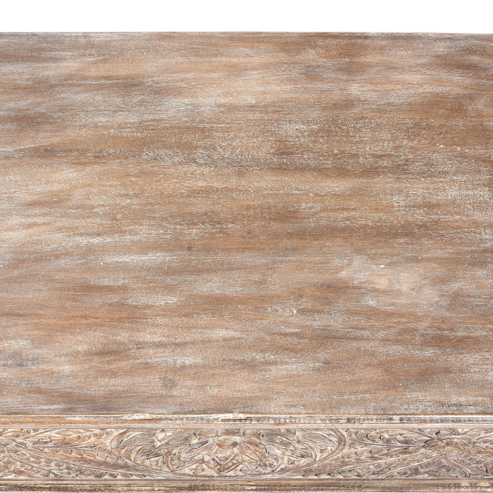 Surface Top Detail From Reclaimed Teakwood Blanket Chest With Painted Finish | Indigo Antiques