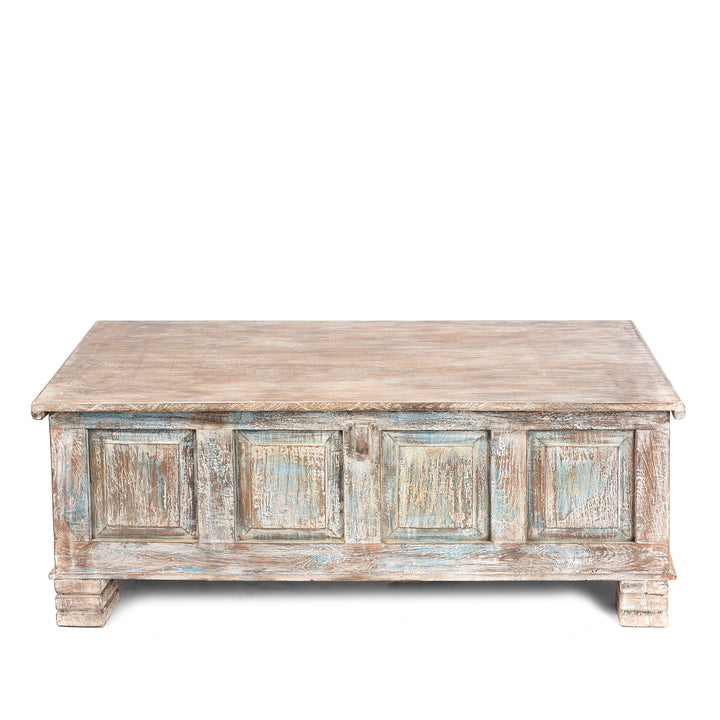 Back Of Reclaimed Teakwood Blanket Chest With Painted Finish | Indigo Antiques