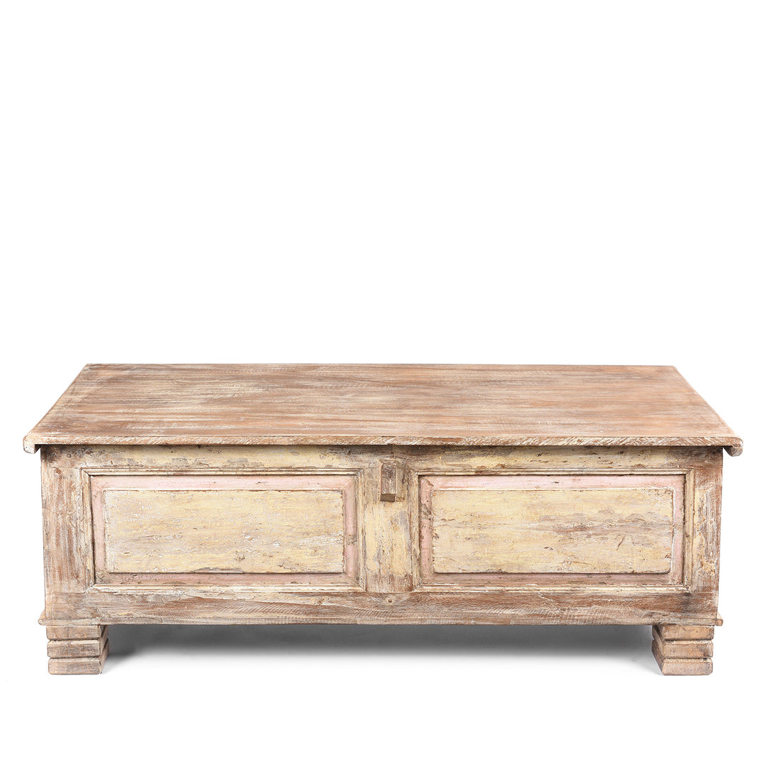 Reverse Of Carved Blanket Chest Made From Reclaimed Painted Teak | Indigo Antiques