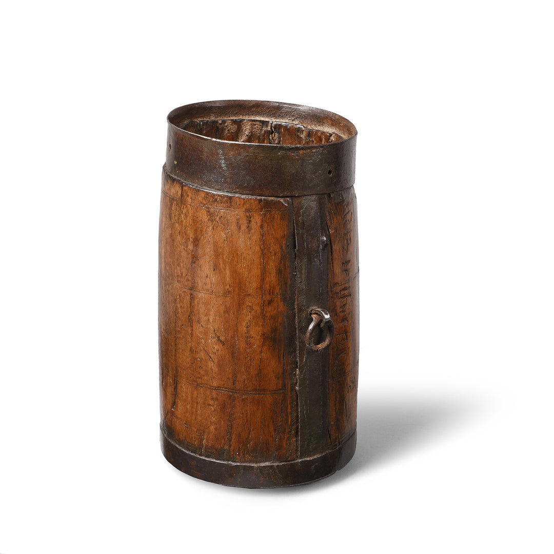 Antique Teak & Iron Indian Grain Measure From Rajasthan - 19thC | Indigo Antiques