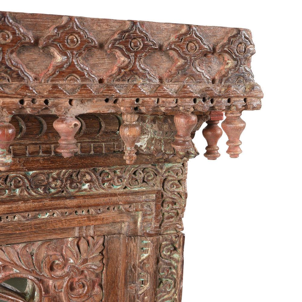 Corner Detail From Mirror Frame Made From An Old Carved Teak Window - 19thC | Indigo Antiques