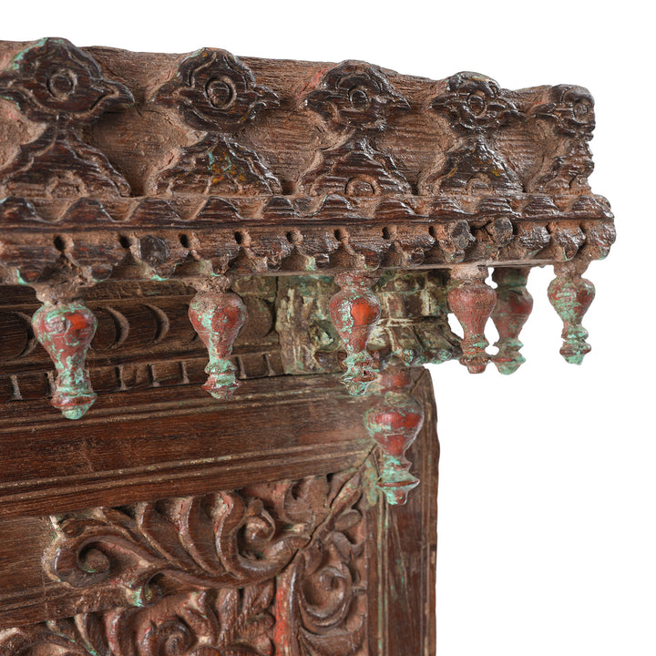 Corner Detail Of Mirror Frame Made From An Old Carved Teak Window - 19thC | Indigo Antiques