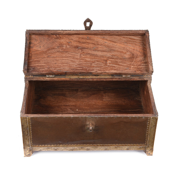 Brass & Iron Trousseau Box From Shekhawati - 19th Century