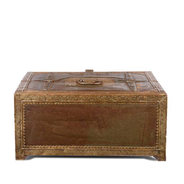 Brass & Iron Trousseau Box From Shekhawati - 19th Century