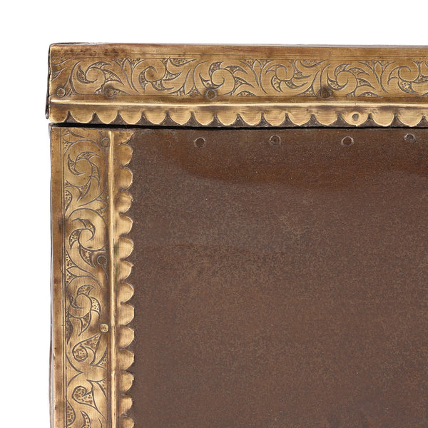 Brass & Iron Trousseau Box From Shekhawati - 19th Century