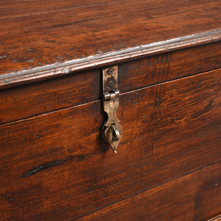 Latch Detail From Brass Bound Teak Indian Military Chest From Rajasthan -19thC | INDIGO ANTIQUES