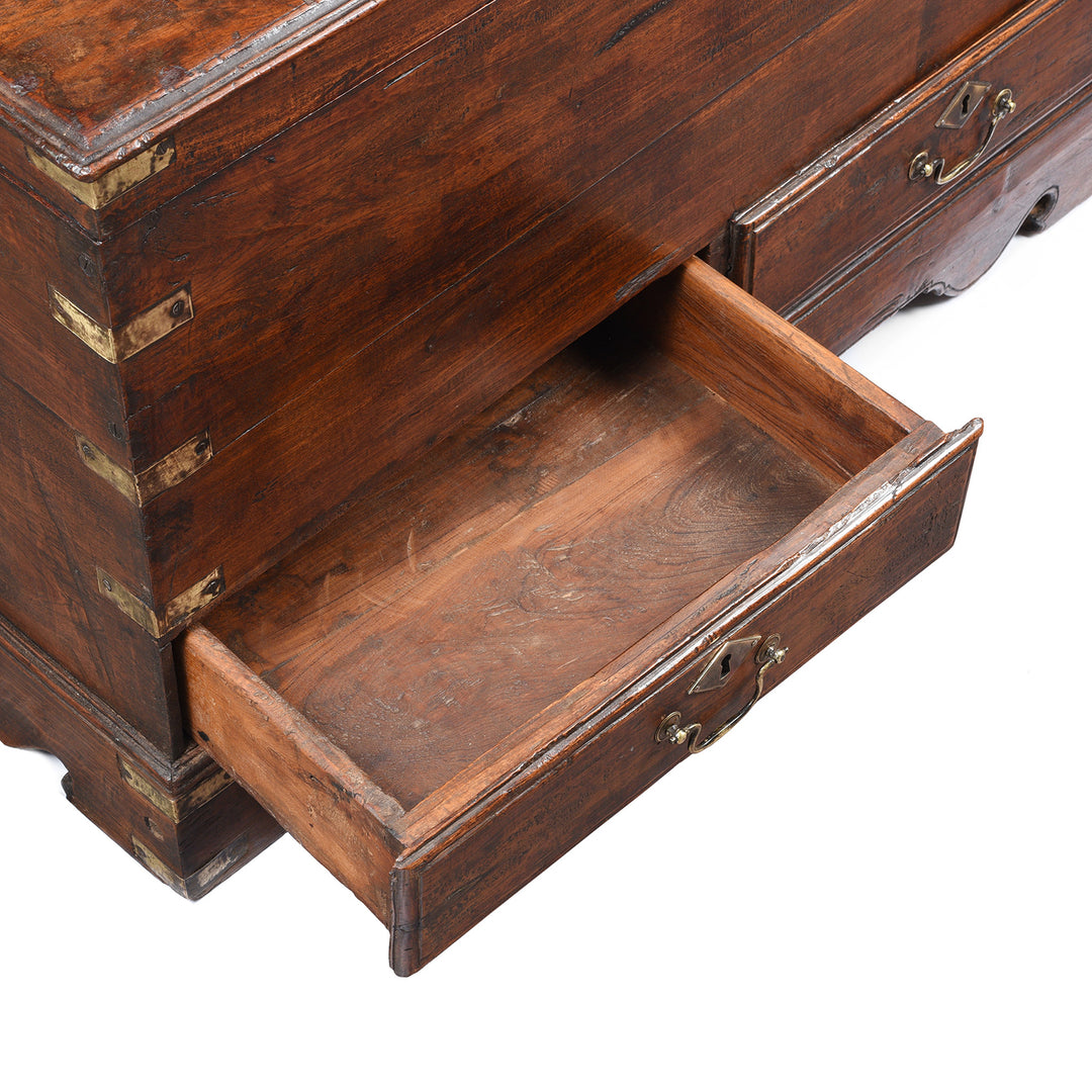 Drawer Interior From Brass Bound Teak Indian Military Chest From Rajasthan -19thC | INDIGO ANTIQUES