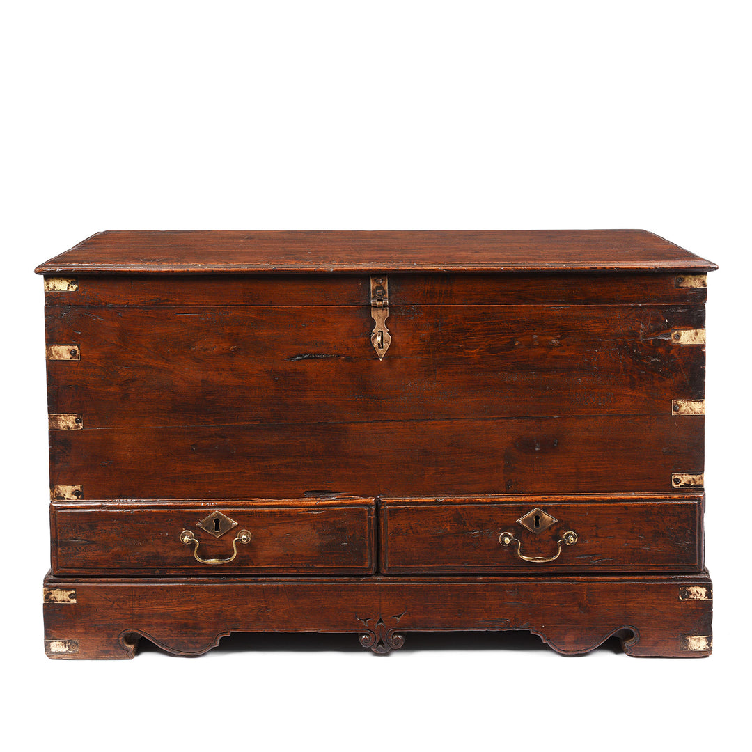 Brass Bound Teak Indian Military Chest From Rajasthan -19thC | INDIGO ANTIQUES