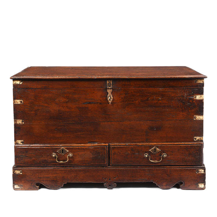 Brass Bound Teak Indian Military Chest From Rajasthan -19thC | INDIGO ANTIQUES