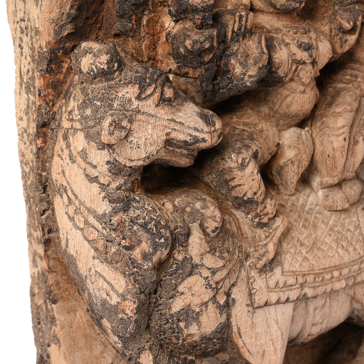 Carving Detail From Antique Shiva & Parvati Chariot Carving From South India - 18th Century | Indigo Antiques