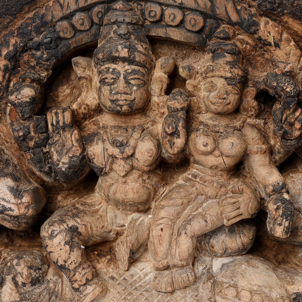 Shiva & Parvati Chariot Carving From South India - 18th Century