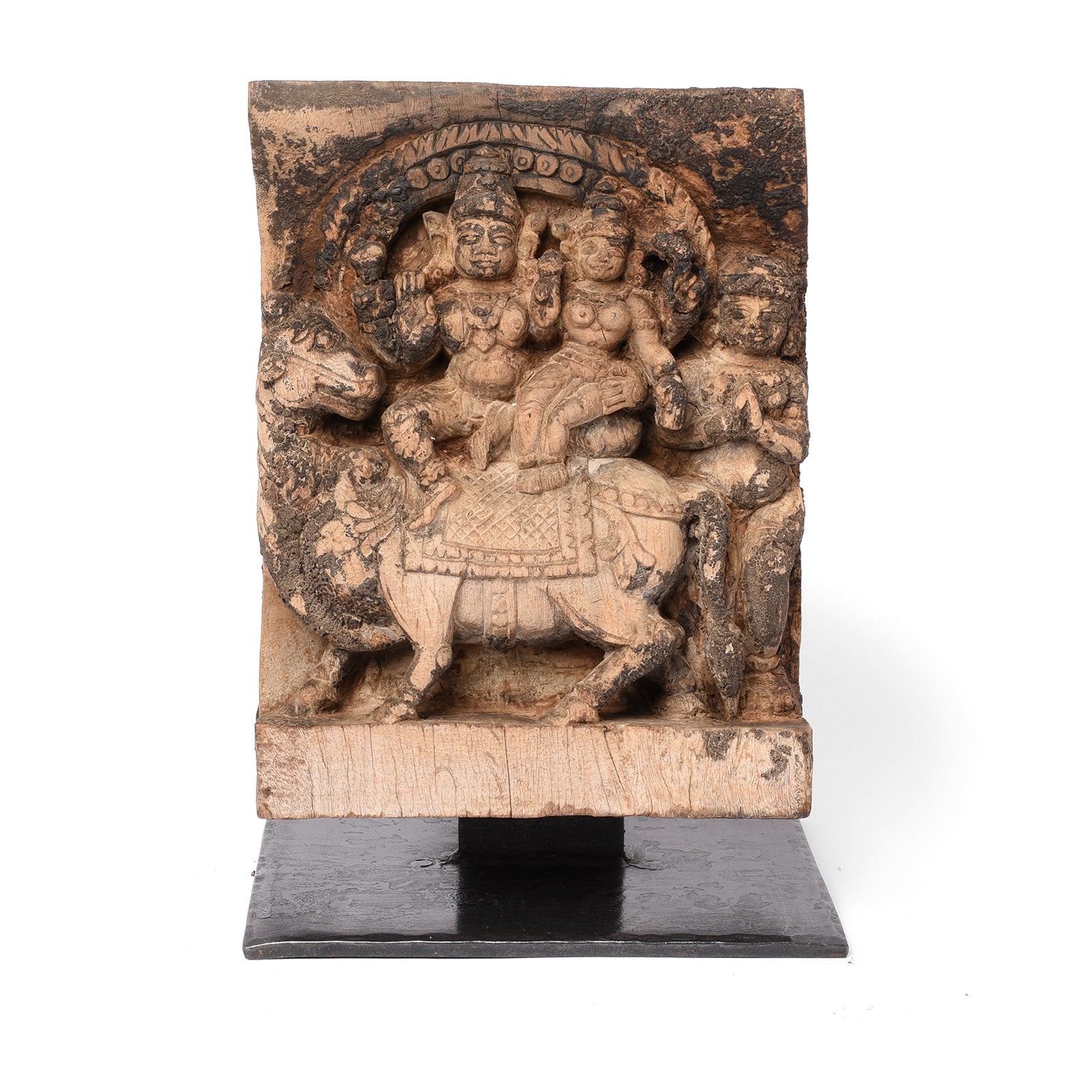 Carved Teak Chariot Carving Of Lakshmi - 18thC Carved Teak Chariot Carving Of Lakshmi - 18thC