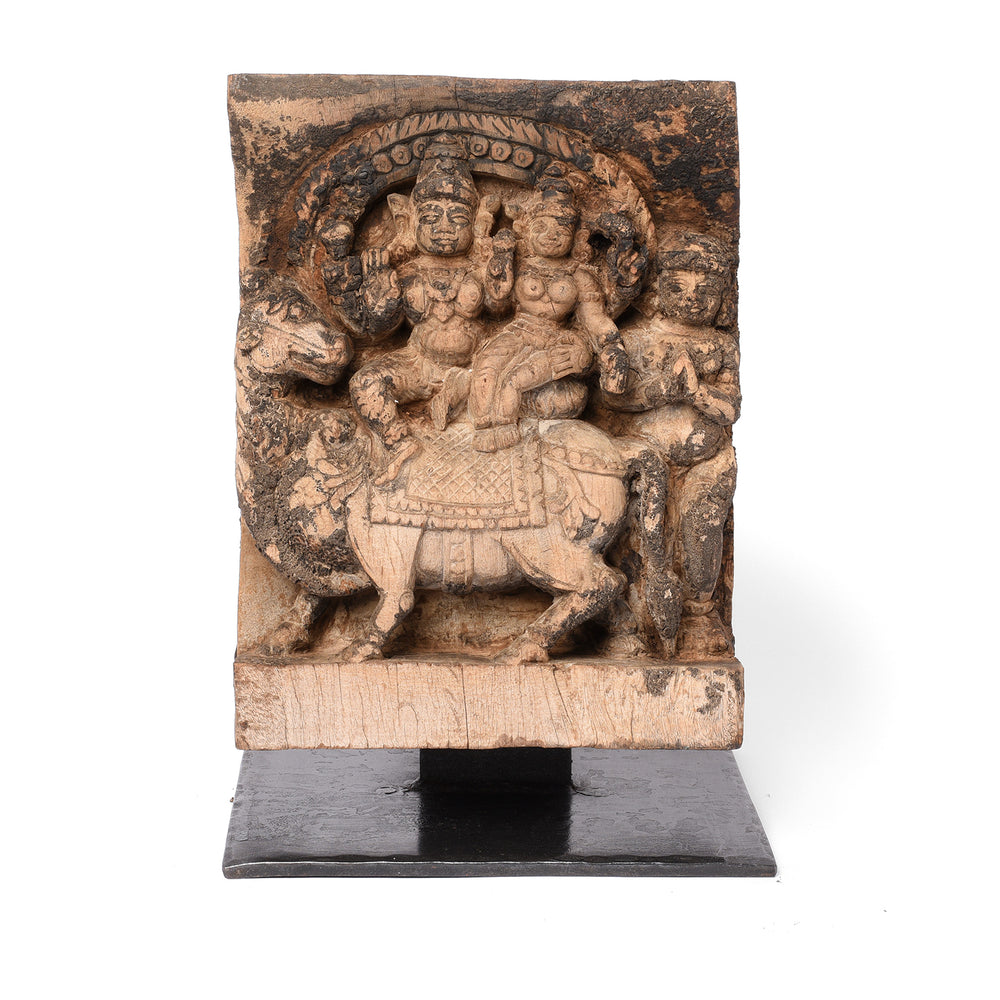 Antique Shiva & Parvati Chariot Carving From South India - 18th Century | Indigo Antiques