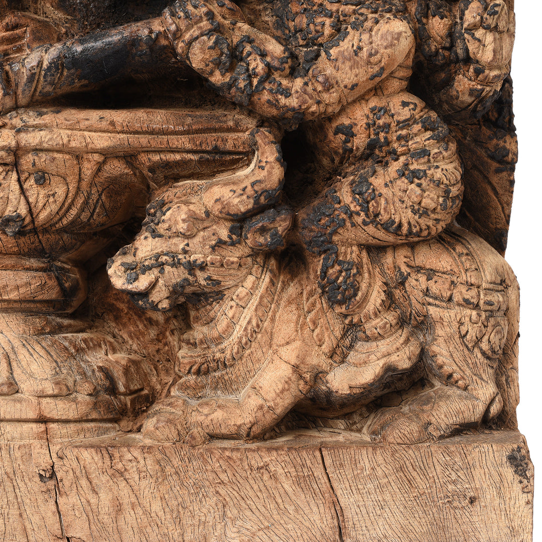 Nandi Detail From Antique Markandeya Chariot Carving From South India - 18th Century | Indigo Antiques