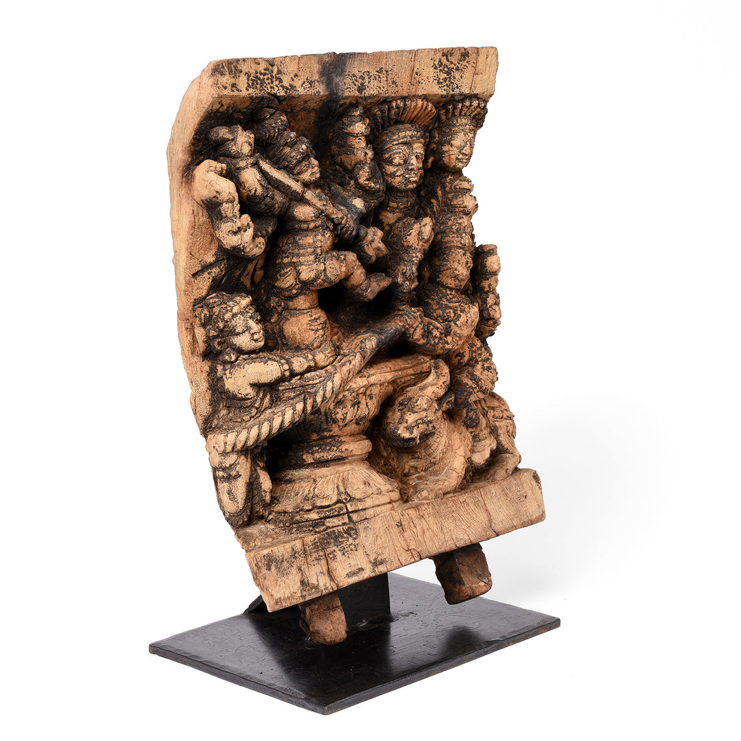 Angled View Of Antique Markandeya Chariot Carving From South India - 18th Century | Indigo Antiques