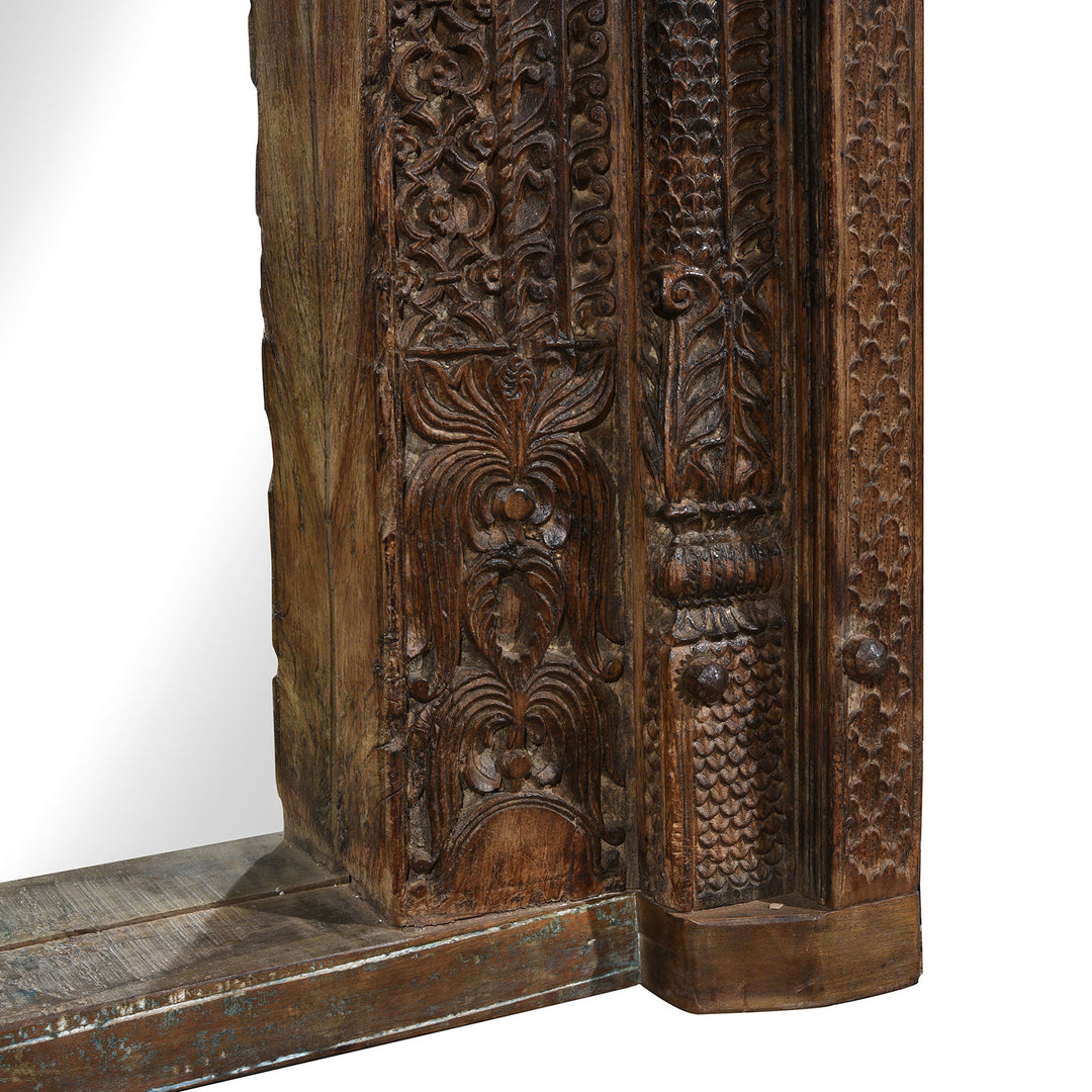 Carving Detail From Carved Teak Indian Door Mirror From Andra Pradesh - 19thC | Indigo Antiques