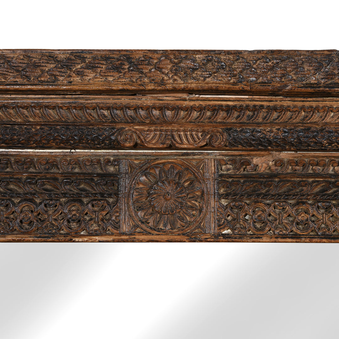 Detail From Carved Teak Indian Door Mirror From Andra Pradesh - 19thC | Indigo Antiques
